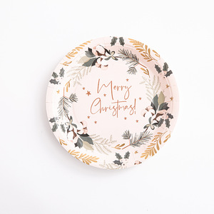 Fournitures de décoration de fête de Noël Assiettes <span class=keywords><strong>en</strong></span> papier jetables Gobelets <span class=keywords><strong>en</strong></span> papier et ensembles de vaisselle - Product Image 3