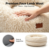 Lit pour animaux de compagnie ovale moderne, écologique et confortable, en fausse fourrure de luxe et en polaire respirante, coussin en peluche à motif uni pour chats et chiens