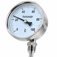 Bimetal Thermometer Industrial Dial Type 0-100℃ WSS Series 304 Stainless Steel Liquid Temperature Gauge