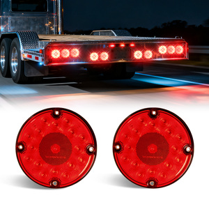 2 feux arrière ronds rouges à 17 LED de 7 pouces avec montage en surface à 4 trous pour camping-cars, camions, remorques, bus, fourgonnettes, étanches IP65 - Product Image 1