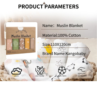 Kangobaby Drap-Housse 100 % Coton avec Logo Personnalisé 120*110cm, Couverture d'Emmaillotage Bébé Imprimée en Mousseline, Linge de Lit pour Enfants en Gros