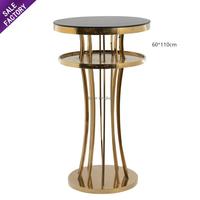 Table de bar haute ronde d'extérieur en acier inoxydable doré et blanc pour événements, banquets de mariage et fêtes – Offre spéciale