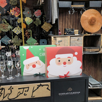 Boîte cadeau de Noël artisanale pour bonbons et biscuits, avec ruban et nœud, motif Père Noël de dessin animé, en carton rigide verni, personnalisée, avec éponge laminée brillante