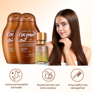 Juego de cuidado del <span class=keywords><strong>cabello</strong></span> Champú sin sulfato <span class=keywords><strong>con</strong></span> aceite de coco Champú reparador nutritivo Champú <span class=keywords><strong>y</strong></span> acondicionador de aceite esencial de coco - Product Image 3
