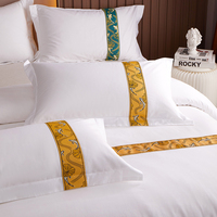 Ensemble de literie 4 pièces pour lit Queen Size, 100% coton, couvre-lit, housse de couette, broderie tissée, 300 fils, toutes saisons, hôtel, maison