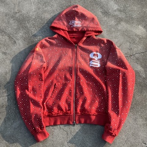 Sweat à capuche en coton premium à double fermeture éclair, broderie personnalisée, strass, lourd, délavé à l'acide, effet vieilli – Fabricants - Product Image 1