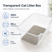 Bac à litière pour chat en plastique transparent jetable personnalisé de 60 cm, grand format, anti-fuite, pour voyage, en PET