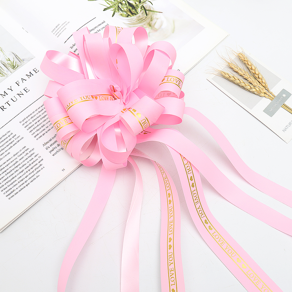 Hot Selling Wedding Christmas Gift Packaging Gold Stamping Solid Color Pull String Ribbon