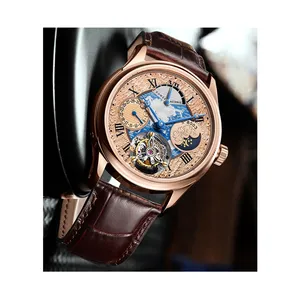 Custom Stainless Steel Case Calendar Power Show Tourbillon Movement Men Waterproof Mechanical Watch