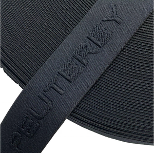 Tùy chỉnh màu đen Polyester Spandex đàn hồi Jacquard ban nhạc với Stereoscopic Logo nâng cao hiệu ứng - Product Image 1