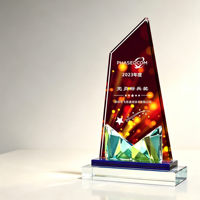 Trophée en cristal à facettes avec base en cristal, accessoire pour cérémonie de remise de prix, reconnaissance d'entreprise