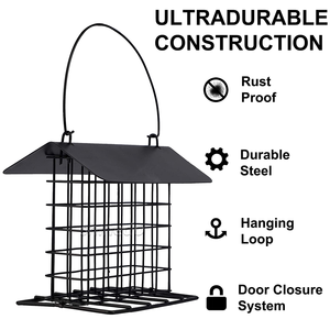 Mangiatoia per uccelli selvatici sospesa all'aperto a prova di scoiattolo a prova di scoiattolo singolo esterno appeso sugna singola torta mangiatoia per uccelli - Product Image 4