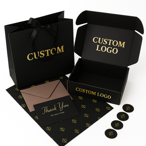 Lujo negro logotipo personalizado impreso plegable cartón corrugado embalaje correo envío cajas de papel - Product Image 3