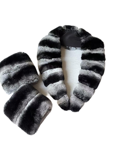 YR232 Custom Make Luxe Garments Accesorio Real Rex Rabbit Chinchilla Dyed Collar <span class=keywords><strong>and</strong></span> Cuff Sets - Product Image 3