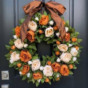 إكليل رودودندرون جديد عبر الحدود باب حائط موقد منزلي ، ديكور معلق من الفاوانيا. - Product Image 1