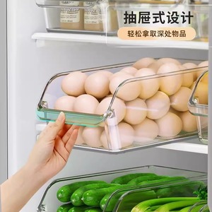 Refrigerator <b>Storage</b> <b>Box</b> Rectangle Food Grade Kitchen Vegetable Egg Organizer With Lid For Fridge Organization - Product Image 3