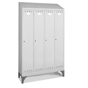 PERFOMAN03 armadietto a chiave in metallo a 4 scomparti armadietto per ufficio palestra con piedini e tetto spiovente ferro in acciaio con parti in plastica - Product Image 1