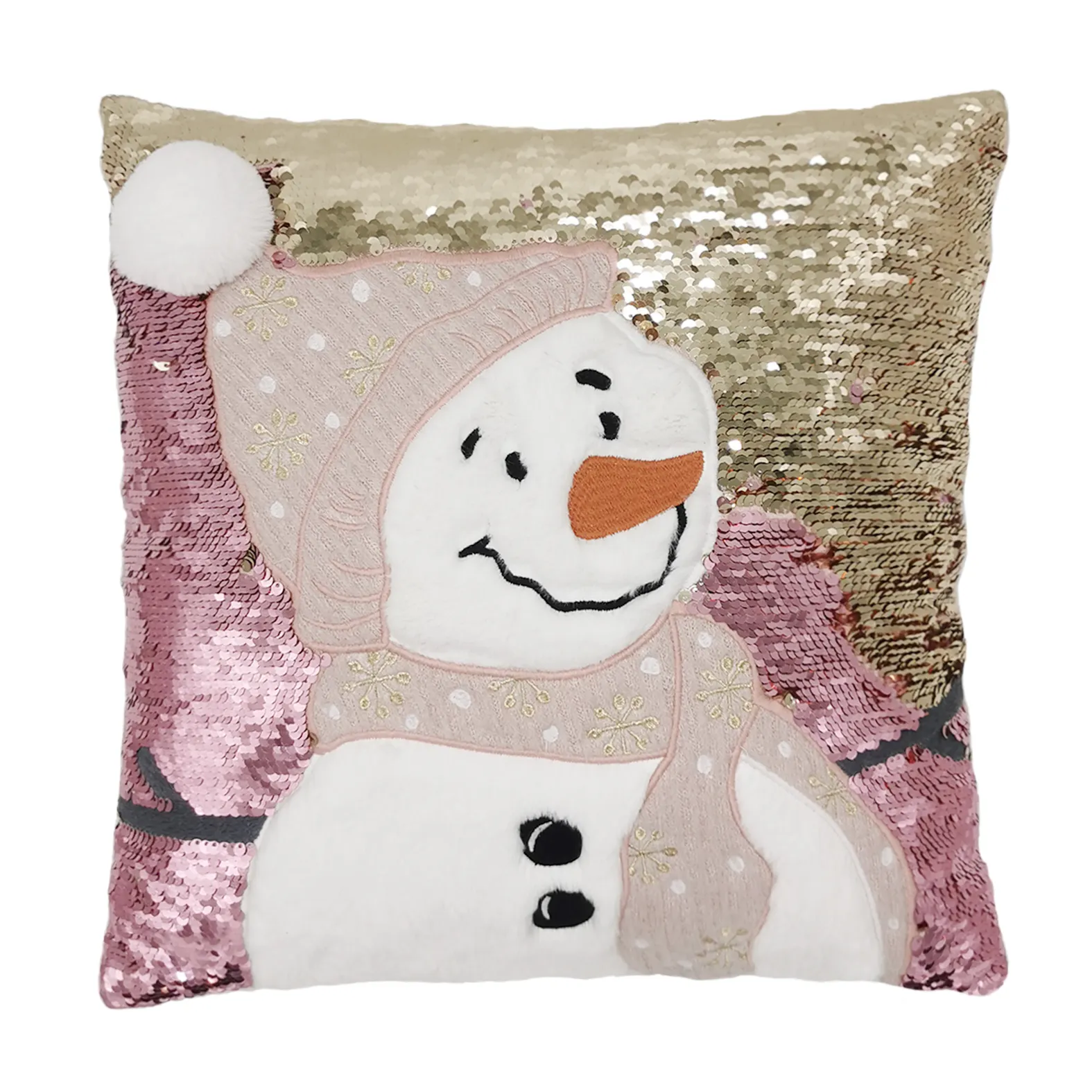 wholesale christmas decorative applique snowman with knit hat and scarf mermaid seasonal cushion throw pillow cover