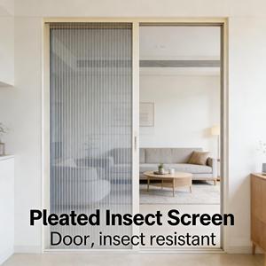 มุ้งลวดจีบแบบทันสมัย ขนาด 100x220 120x240 โครงอะลูมิเนียมอัลลอยด์ ตาข่าย PP/PE ป้องกันยุง ปรับแต่งได้สำหรับอพาร์ทเม้นท์ - Product Image 1