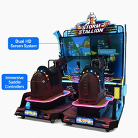 Machine de jeu simulateur de course de chevaux sportive Storm Stallion à monnayeur, 2 écrans, pour 2 joueurs, pour parc d'attractions