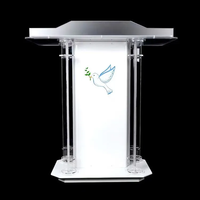 Pupitre en Acrylique Transparent Éclairé par LED, Chaire, Estrade, Podium d'Église, Comptoir de Réception