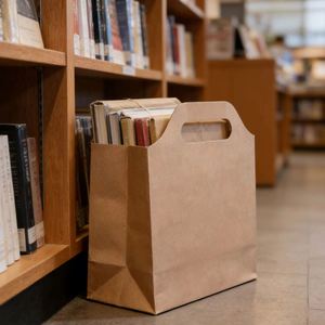 Emballages cadeaux en papier vintage personnalisables, sacs en papier kraft avec poignées découpées, idéaux pour l'emballage de pâtisseries et d'artisanat. - Product Image 2