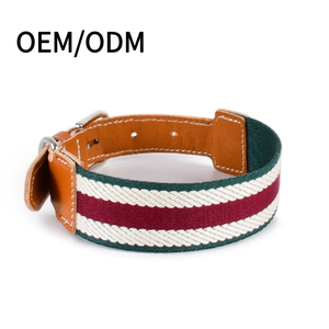 طوق كلب فاخر مخصص من الجلد مع زخارف من الشرائط، مبطن ومريح، بتصميم عصري للكلاب متوسطة الحجم - Product Image 1
