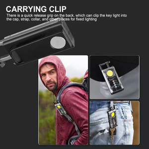 Super bright LED keychain flashlight mini pocket aluminum alloy work <b>light</b> with strong magnet solar charging - Product Image 5