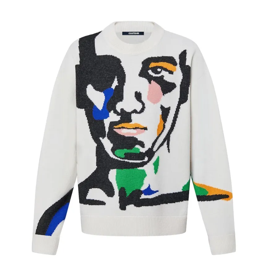 Gemusterte Strick pullover übergroße Sublimation pullover benutzer definierte Strick pullover Streetwear benutzer definierte Mode benutzer definierte Stricks chädel