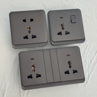 Interruptor de Pared Eléctrico para el Hogar, Panel de 86 PC, 20A 16A 13A, Estándar del Reino Unido, USB-C USB-A, Acabado Gris Mate Suave como la Piel de un Bebé, Moderno y Lujoso