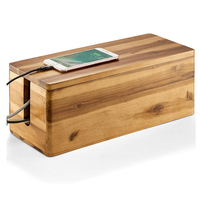 Boîte de gestion des câbles en bois d'acacia à bords arrondis, organiseur de câbles en bois, boîte de rangement pour dissimuler les câbles électriques, boîte de rangement pour câbles
