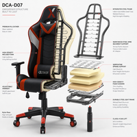 Chaise de jeu avec appui-tête réglable et coussin lombaire, capacité de charge de 150 kg, chaise de style racing BIFMA X5.1 pour les joueurs