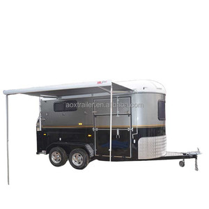Remolque de lujo personalizado para caballos, 2 caballos con <span class=keywords><strong>toldo</strong></span> de puerta de rampa delantera y puertas de Granero, remolques Premium - Product Image 2