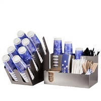 Ensemble de supports de rangement pour accessoires de bar en acier inoxydable, certifié CE, design moderne, pour tasses jetables et pailles de café