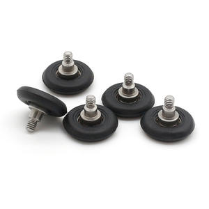 Fabricant de roulettes à roulement à billes en plastique peint, type à filetage externe, petites roues mobiles en caoutchouc noir, vente en gros - Product Image 1