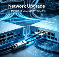 Kabel DAC 25G SFP28 ke 25G SFP28 untuk Koneksi Tembaga Pasif Uplink Server ke Switch Pusat Data 1m 2m 3m 5m