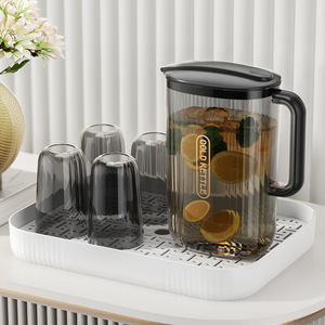 Cold Kettle Pitcher Set 2L High Transparency Food Grade Plastic Jug With Glasses For Home Beverage Serving - Product Image 1