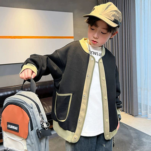 Automne à la mode garçon décontracté couverture en coton écologique Anti-rides bouton fermeture à manches longues <span class=keywords><strong>manteau</strong></span> noir - Product Image 1