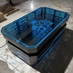 Barra de <span class=keywords><strong>Bar</strong></span> Moderna y Personalizable para KTV, Club Nocturno, Fabricada en Acero Inoxidable y Vidrio, con Losa de Roca Luminosa, para Uso Comercial - Product Image 1