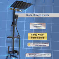 Ensemble de douche mural noir en acier inoxydable pour salle de bain, mitigeur de douche moderne de luxe