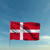 Drapeau national du Danemark en polyester de haute qualité, pas cher, avec 2 œillets, pour le football et les sports, tous pays