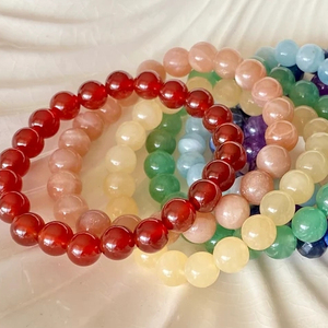 Stone <b>Bracelet</b> Colorful Glass Beaded Natural Energy Social Media Viral Style Quality Guarantee Card - Product Image 2