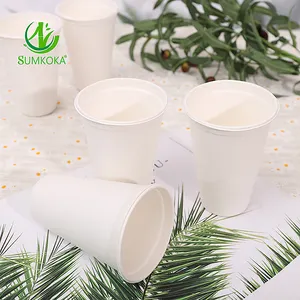 Taza de café de caña de azúcar desechable para llevar, tazas de bagazo compostables de 8OZ de alta demanda SUMKOKA