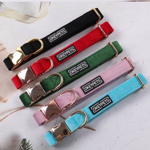 Collar de perro de terciopelo de colores personalizados populares de fábrica, hebilla ajustable, fabricante de mascotas, Collar de cuello de perro bonito duradero - Product Image 2