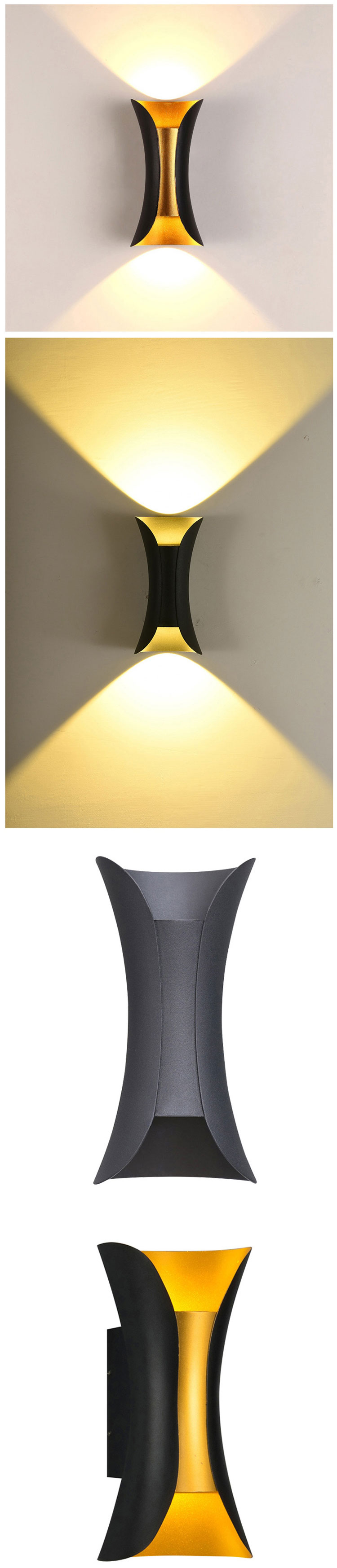Modern Gold Black Decorative Outdoor Waterproof Ip65 Up Down LED Wall Sconce Light