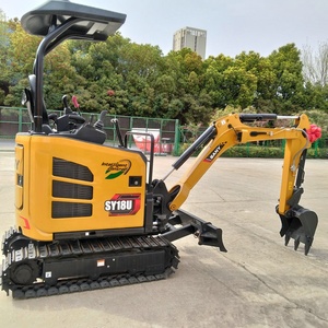 L'excavatrice sur chenilles Sany SY18U est équipée d'un dispositif de travail inclinable, la mini-excavatrice SY18 avec une pelle de bulldozer. - Product Image 2