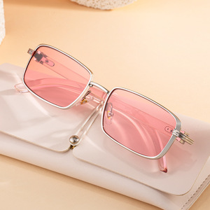 Lunettes de soleil carrées de style européen pour hommes, monture en métal, Protection UV400, pare-soleil de classe 2, couleur noire avec étui, nouvelle collection - Product Image 2