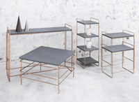 Table d'intérieur en métal doré, rectangulaire et moderne, pour le salon, entièrement personnalisée, avec haut en MDF, livraison gratuite