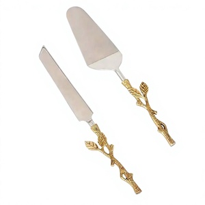 Top Seller Eco-Friendly Stainless Steel <b>Cake</b> <b>Server</b> with Twig Handle Leaf End Tableware Silver Polished Dishwasher Safe Spatula - Product Image 1