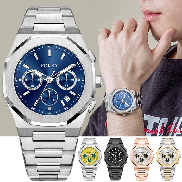 New Arrivals Custom High Quality Bling Stainless Steel Wristwatches With Logo Luxury Chronograph Quartz Men Watch Wholesale